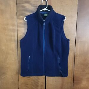 D10  Cabelas Fleece Vest Full Zip Navy Blue Outdoor Gorpcore Size REG